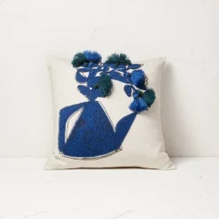 Floral Watering Pitcher Square Throw Pillow With Tassels - Opalhouse™ Designed With Jungalow™ -Furniture Store GUEST 0906edd7 8f87 4cf0 bdf8 6d27a8556060