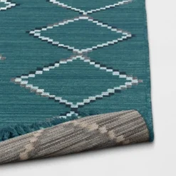 5' X 7' Soft Moroccan Tapestry With Double Knot Fringe Woven Outdoor Rug Teal - Opalhouse™ -Furniture Store GUEST 3a15645d 40e3 4c67 92df d55f6ad30a10