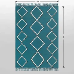 5' X 7' Soft Moroccan Tapestry With Double Knot Fringe Woven Outdoor Rug Teal - Opalhouse™ -Furniture Store GUEST 59e527ba 7512 4b3c 92ea 0b2f51cfc486