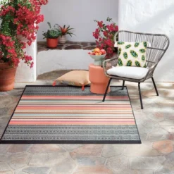 5' X 7' Outdoor Rug Multi Stripe Global Pink - Opalhouse™ -Furniture Store GUEST 849a4c76 29c9 486c a953 a03150bdac10