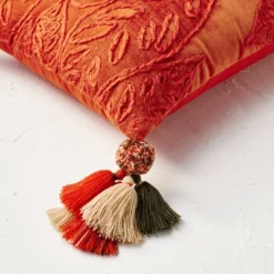 14"x20" Oblong Embroidered Leaf Pattern Accent Pillow Rust - Opalhouse™ Designed With Jungalow™ -Furniture Store GUEST d63fc097 241b 42e6 a759 c0f0cd01ee03