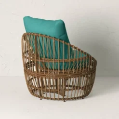 Topanga Club Chair With Ottoman - Blue/Brown - Opalhouse™ Designed With Jungalow™ -Furniture Store GUEST db6f5d67 275a 4bfa 9fae 3ff68f41b8d1