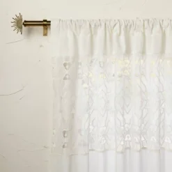 1pc Sheer Banded Geo Macrame Window Curtain Panel White - Opalhouse™ Designed With Jungalow™ -Furniture Store GUEST e45ca8b5 c8fb 4bcd 9418 e1344d66992c