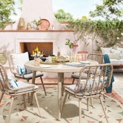 Leona 46" Round Crushed Bamboo Stamped Steel Top Patio Dining Table - Opalhouse™ -Furniture Store GUEST f04b764c a584 4bfe b9ea 6c0ea8ed5c2c