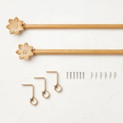 Flower Faux Wood Curtain Rod Natural Wood - Opalhouse™ Designed With Jungalow™ -Furniture Store GUEST f708ce89 3ca5 424d 80e2 a01cb7dd58aa